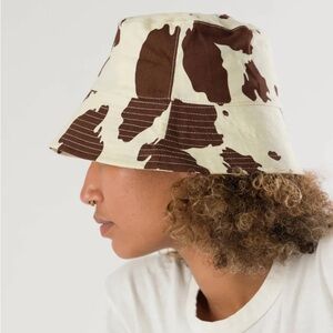 BAGGU Brown Cow Print Bucket Hat